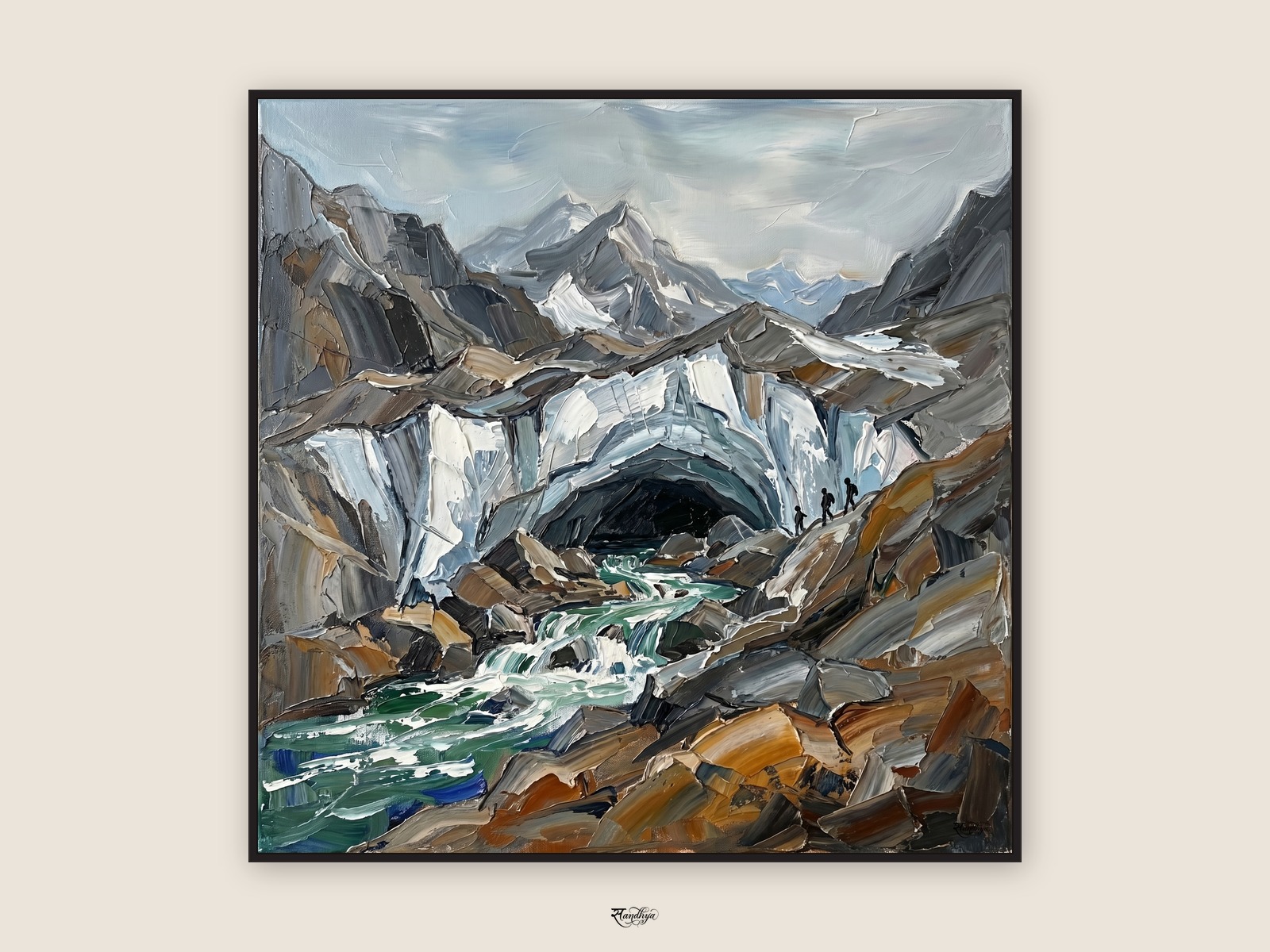 Ganges Source — palette knife oil painting by Sandhya Kaushik